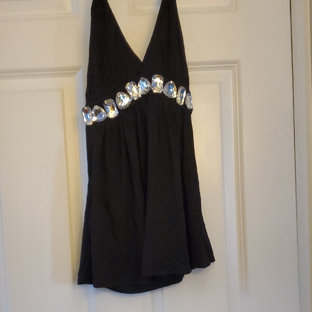 Black Top with Gem Embellishments